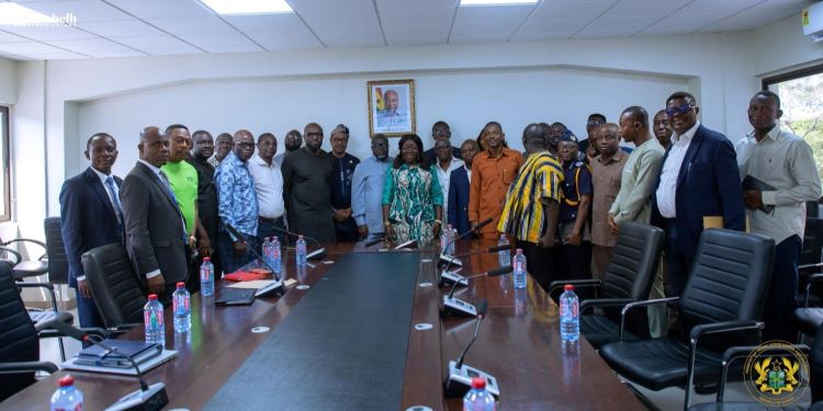Trade Ministry Enforces Hardline Raw Rubber Export Ban to Anchor Value Chain 1 Hon. Elizabeth Ofosu-Adjare, Minister for Trade, Agribusiness, and Industry, with Industry Stakeholders in Rubber Export Ban Meeting