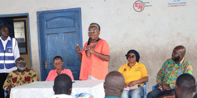 Hon. Emelia Arthur, Minister for Fisheries and Aquaculture Development, on Tour at Ada