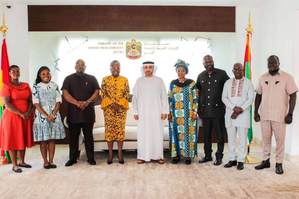 Hon. Emelia Arthur Minister for Fisheries and Aquaculture with H.E. Dr. Abdulla Al Mandoos UAE Ambassador to Ghana and Representatives 1