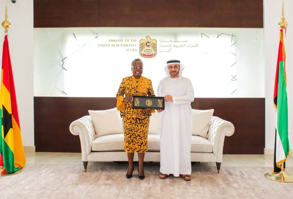 Hon. Emelia Arthur Minister for Fisheries and Aquaculture with H.E. Dr. Abdulla Al Mandoos UAE Ambassador to Ghana and Representatives 3