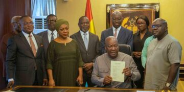 Picture of HE President John Dramani Mahama and other Government Officails signing the Legal Education Reform Bill, 2026 into law