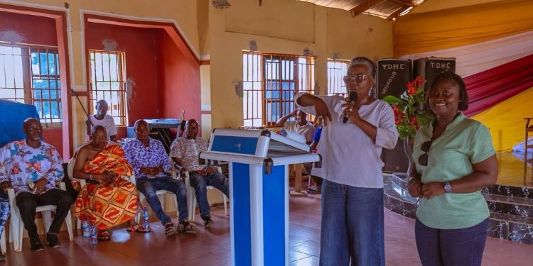 Minister for Fisheries and Aquaculture Development, Hon. Emelia Arthur, in Pru East