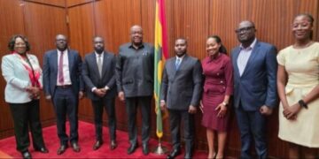 Ambassador Victor Emmanuel Smith, with Mr. Mensah Thompson, Deputy Director-General of the Securities and Exchange Commission, and Representatives
