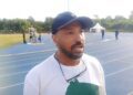 Hasham Aly at the warm up track at the University of Ghana Stadium annex
