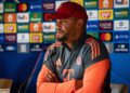 Vincent Kompany seated for his pre-match presser