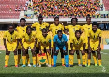 Black Princesses pose for pre-match photo at the Accra Sports Stadium