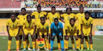Black Princesses pose for pre-match photo at the Accra Sports Stadium