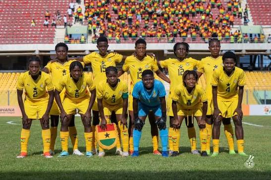 Black Princesses pose for pre-match photo at the Accra Sports Stadium