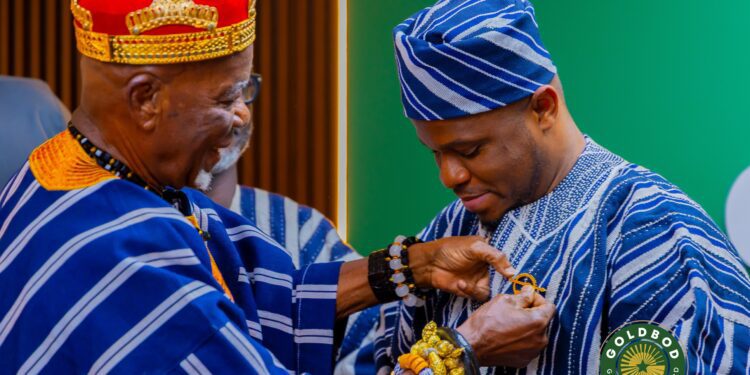 Goldbod CEO with Paramount Chief of Buipe