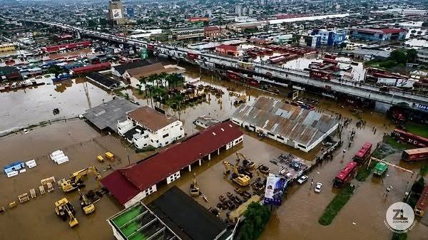 Aerial view of Accra Flood after heavy Monday downpour