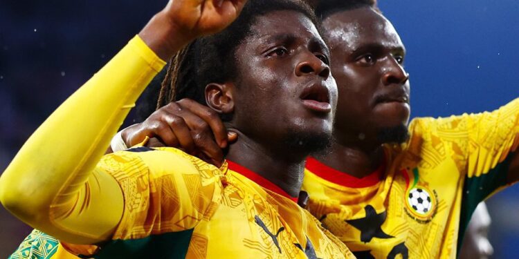 Yirenkyi’s Late Strike Gives Ghana Winning Start to 2026 FIFA World Cup 1 Caleb Yirenkyi celebrates with Marvin Senaya after scoring against Panama
