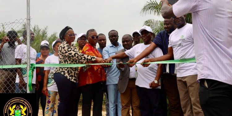 MoFAD, R&B Farms to Convert Abandoned Quarry Pits into Aquaculture Hubs 1 Hon. Emelia Arthur, Minister for Fisheries and Aquaculture Development, with R&B Farms, and Representatives Launch Komfueku-Shama Aquaculture Project