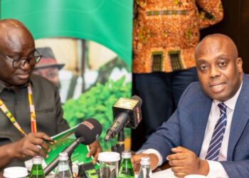 Hon. Thomas Nyarko Ampem, Deputy Minister for Finance, with Hon. Eric Opoku, Minister for Food and Agriculture, at the Launch of the AGRICONNECT Compact