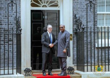 Ghana's President John Dramani Mahama and UK Prime Minister Keir Starmer at the Downing Street
