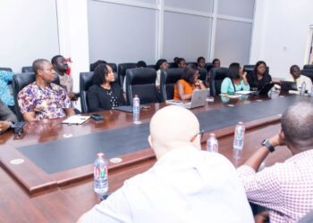 Mr. Tsonam Cleanse Akpeloo, Accra Regional Chairman of the AGI, and Team with EPA Officials