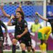 Canada players celebrating after Stephen Eustaquio struck the only goal against South Africa