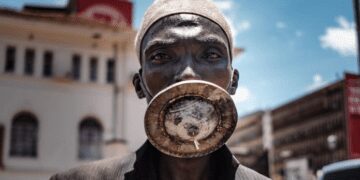 Image Source: BBC Pictures - A man wearing a locally made face mask in Subsaharan Africa