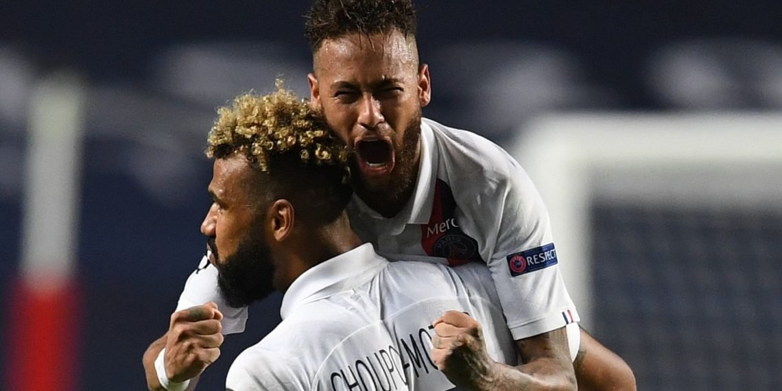 Late Flurry Sees PSG Reach Semi-Finals for First Time in 25 Years 1 Neymar and Choupo-Moting celebrate winning goal. Image credit: Skysports
