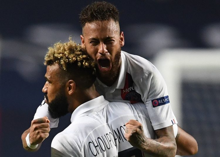Late Flurry Sees PSG Reach Semi-Finals for First Time in 25 Years 1 Neymar and Choupo-Moting celebrate winning goal. Image credit: Skysports