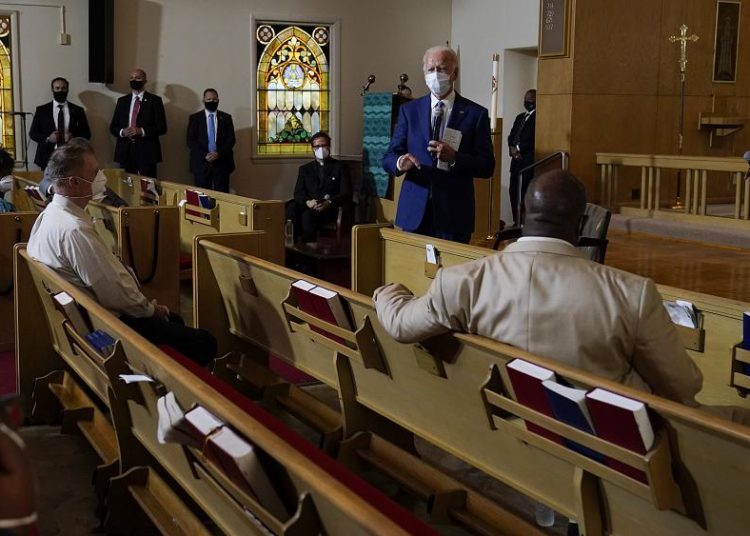 Joe Biden met with Jacob Blake's family. Image credit: AP