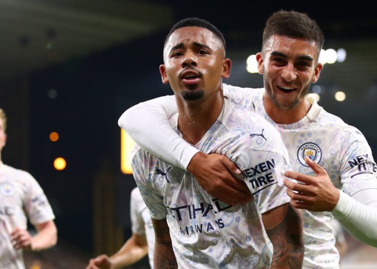 Gabriel Jesus celebrates 3rd city goal. Image credit: Skysports