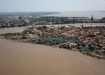 An aerial view shows buildings and roads submerged by the Nile floodwaters. Image credit: Reuters