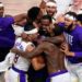 The Los Angeles Lakers players celebrate after the Lakers defeated the Miami Heat 106-93 in Game 6 of basketball's NBA Finals. Image: AP