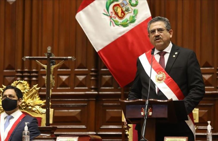 Peru’s interim president, Manuel Merino. Image: Reuters