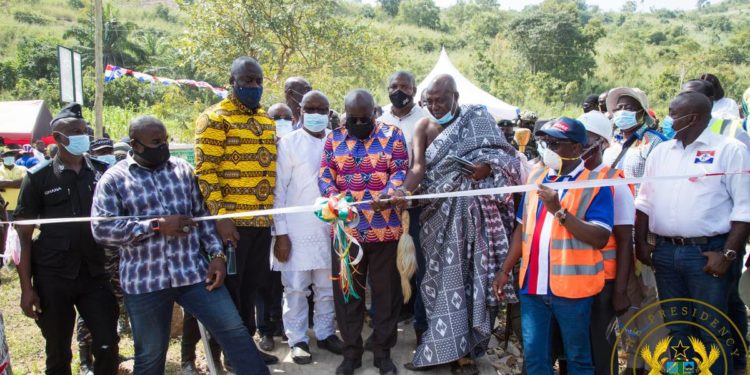 President Akuffo Addo with a section of dignitaries, commissioning the Tsatsadu Generation station