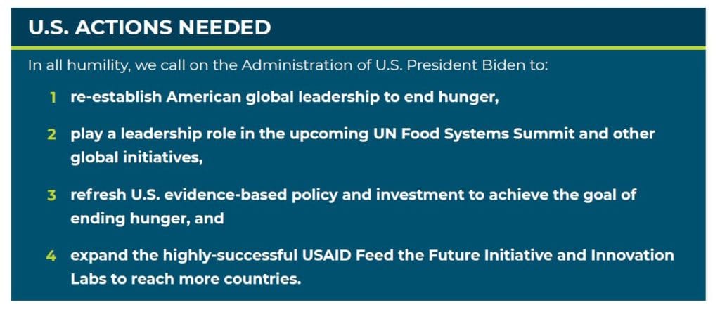 World Food Prize Laureates appeals to Prez Biden to Help End World Hunger 2 US