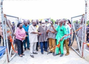 The MESTI Minister at the commissioned gari processing facility.