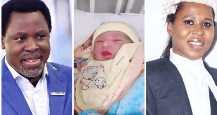 Reincarnation? TB Joshua's daughter gives birth to baby boy on father's birthday 1 A collage of late TB Joshua, the new baby and Sarah Joshua.