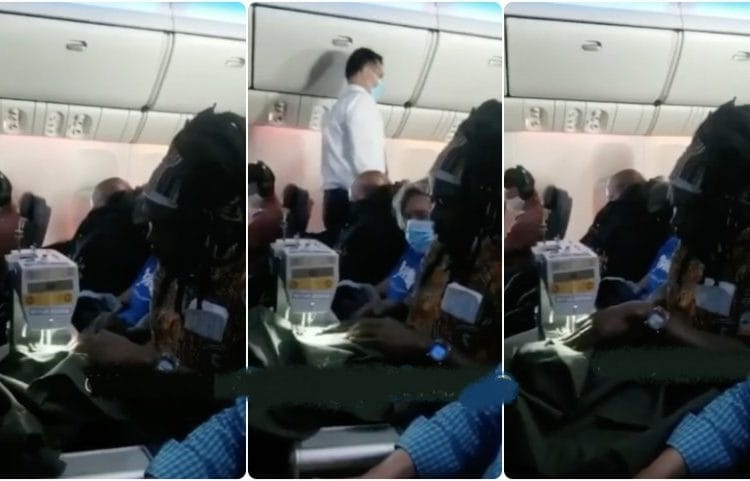 Shocking as Tailor seen working with sewing machine on a plane mid-air 1 Shocking as Tailor seen working with sewing machine on a plane mid-air An unidentified man has been captured in a viral video working with his sewing machine on plane mid-air.