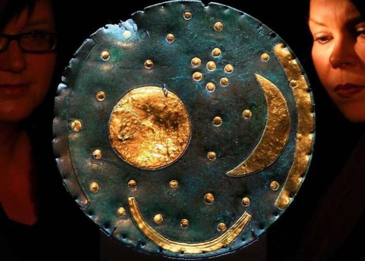 World's oldest map to be displayed by British Museum 1 An ancient artifact, which is thought to be the world's oldest map of the stars is to go on display at the British Museum. The Nebra Sky Disc is widely believed to be 3,600 years old, dating from the Bronze Age.