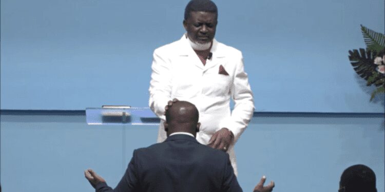 For This Battle, You'll Receive a New Anointing – Agyin-Asare Prays for Sam George 1 Sam Nartey George receiving prayers from the leader and founder of Perez Chapel, Bishop Charles Agyin-Asare surfaced online.