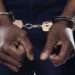 A handcuffed hand