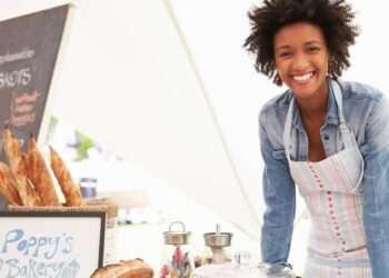 An entrepreneur in her business