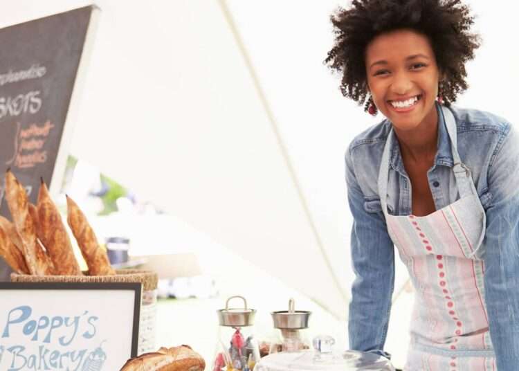 An entrepreneur in her business