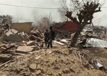 An aftermath of the Bogoso explosion