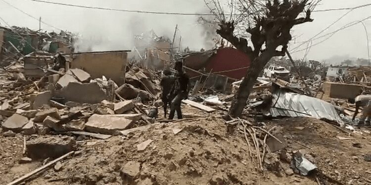 An aftermath of the Bogoso explosion