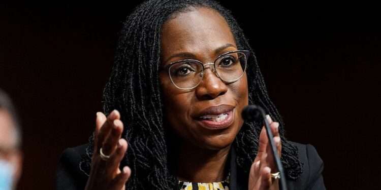 Ketanji Brown Jackson, nominated to be a US Circuit Judge for the District of Columbia Circuit, testifies before a Senate Judiciary Committee hearing on pending judicial nominations on Capitol Hill, April 28, 2021.
