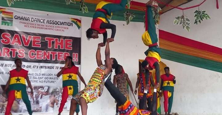 Ghana Dance Association Protests Against Relocation of Arts Centre 1 The Ghana Dance Association (GDA) has held a dance and cultural performance to protest moves by government to relocate the Arts Centre to Ghana House on the Accra High Street, as part of measures to make way for the Marine Drive Project.