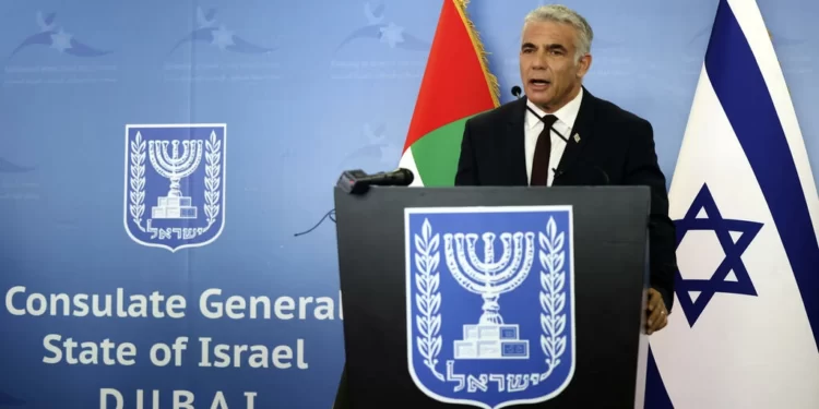 Israel to Host 'Historic Summit' of US & Arab Diplomats 1 Israel's Foreign Minister Yair Lapid gives a press conference at the new Israeli consulate