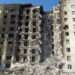 A building in Kyiv destroyed by bomb-shelling
