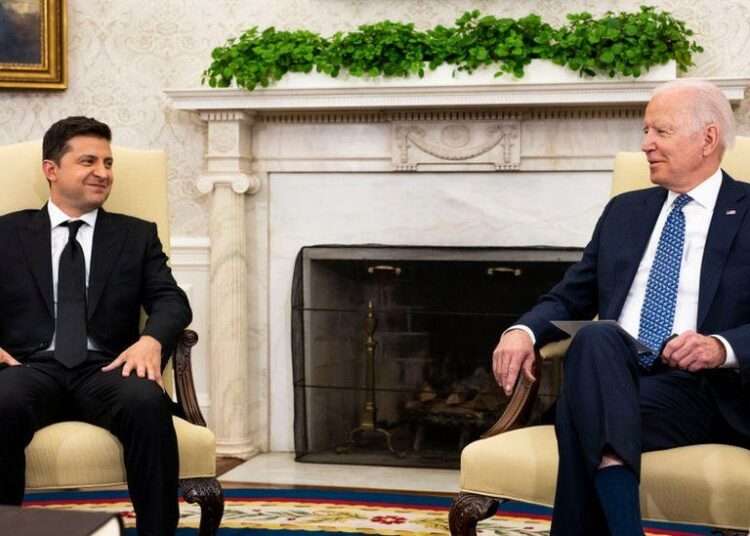 Zelenskyy to Address Congress as US Pledges $800m Military aid 1 President Zelensky with US President Biden at the White House last year