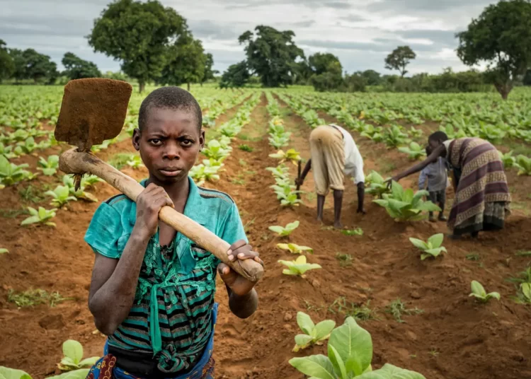 Child working on the farm