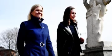 Sweden's Prime Minister Magdalena Andersson and Finland's Prime Minister Sanna Marin say their countries will consider joining NATO [Paul Wennerholm/TT News Agency/Reuters]