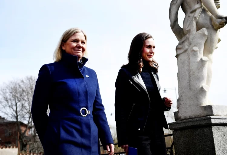 Sweden's Prime Minister Magdalena Andersson and Finland's Prime Minister Sanna Marin say their countries will consider joining NATO [Paul Wennerholm/TT News Agency/Reuters]