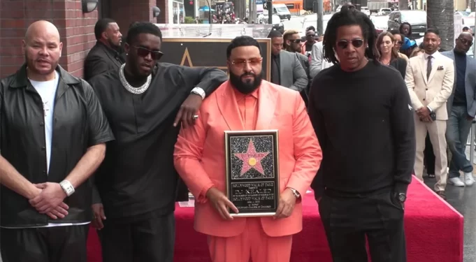 DJ Khaled, drew several stars to his own star dedication on the Hollywood Walk of Fame.