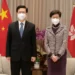 Hong Kong Chief Executive-elect John Lee (L) will take over from Carrie Lam on July 1